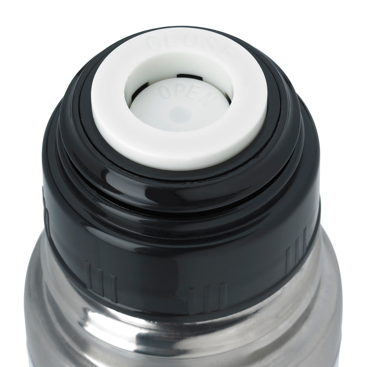Stainless Steel Thermos, 16 oz - Silver - Lid+Open