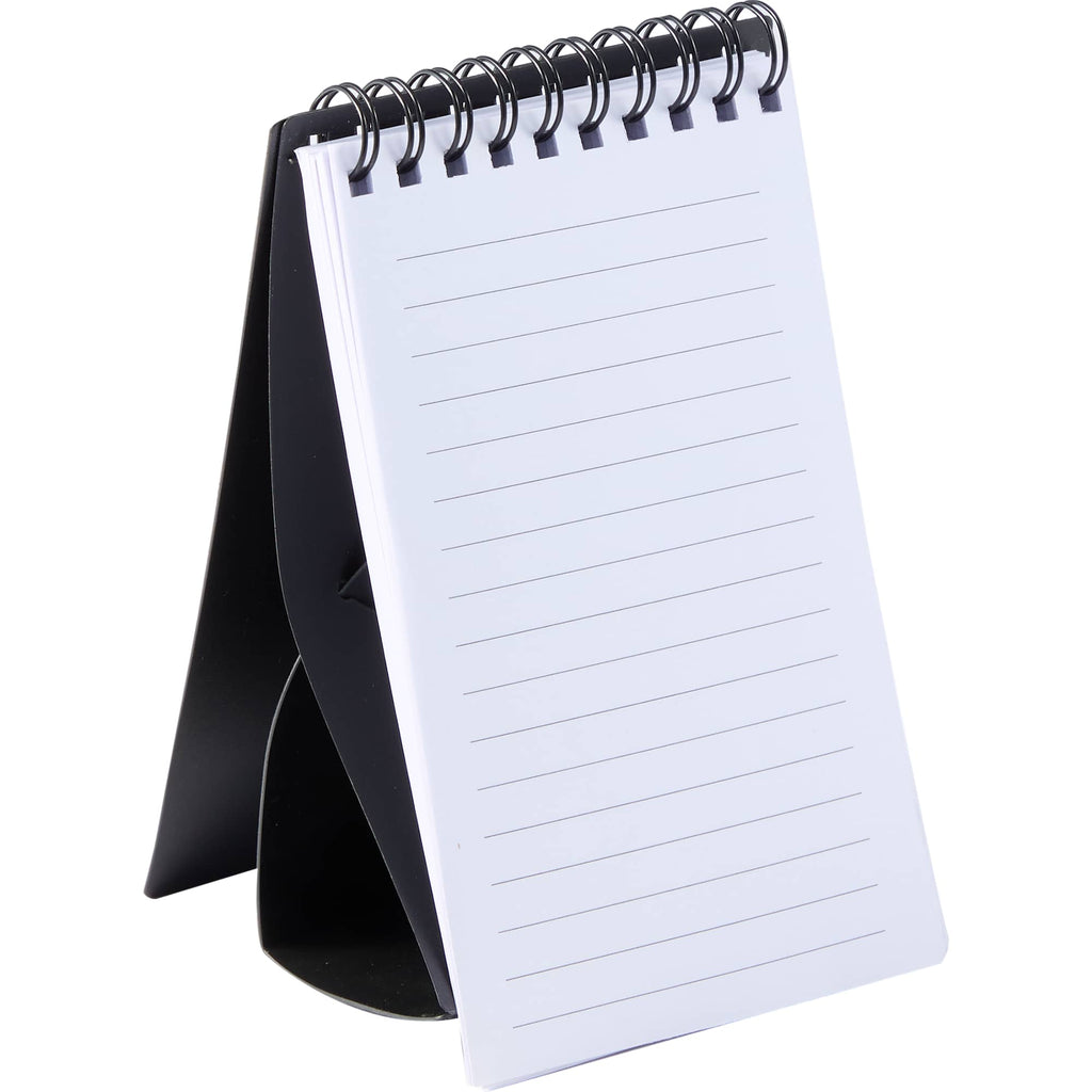 Stand Up Pocket Jotter with Recycled Cover, 3 x 5 Inches - Black - Right Angle Open