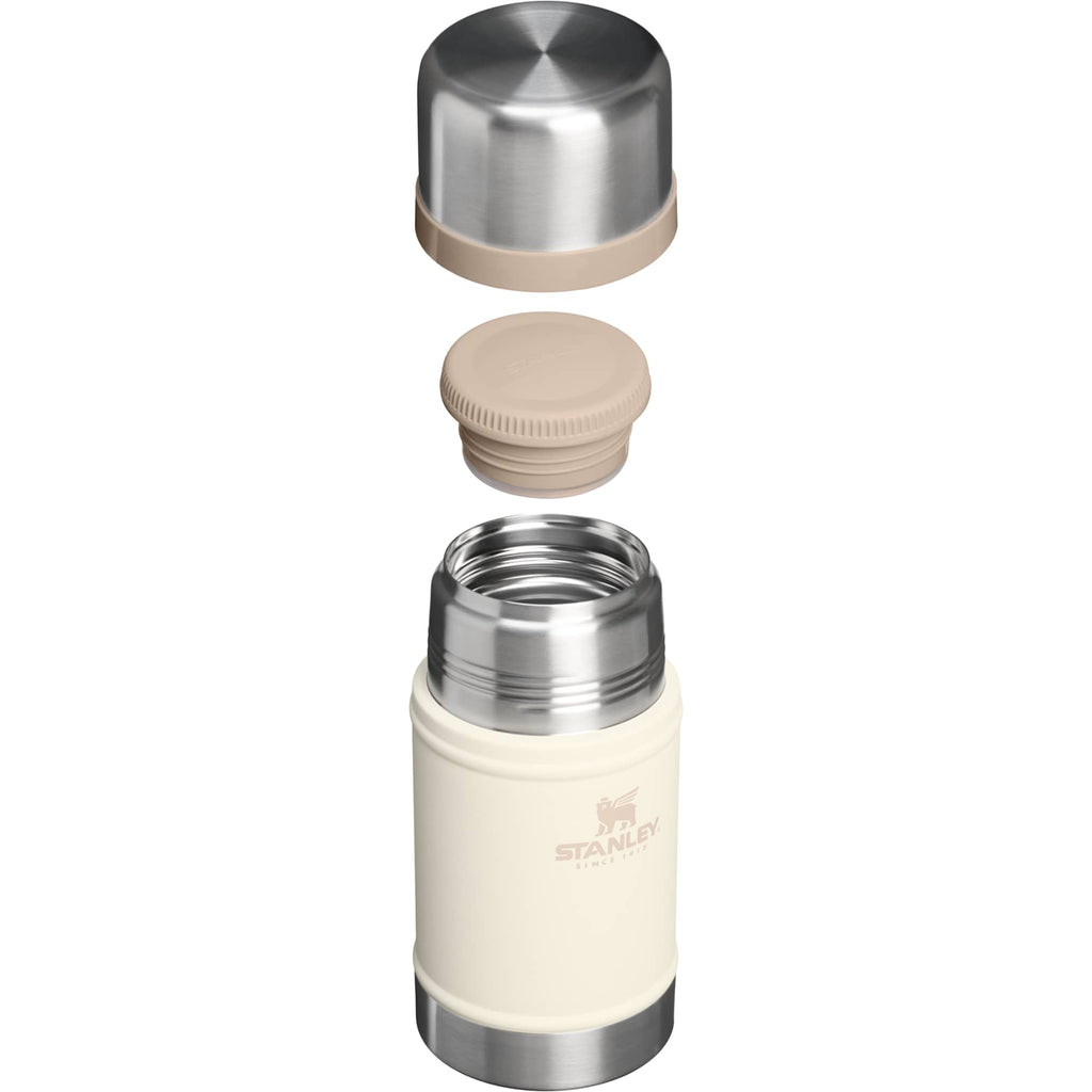 Stanley Classic Legendary Food Jar with Cup Lid, 24 oz Laser Engraving - Cream - Right Angle Detail