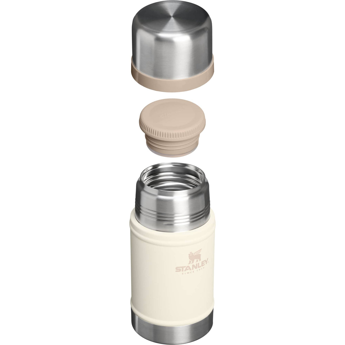 Stanley Classic Legendary Food Jar with Cup Lid, 24 oz Laser Engraving - Cream - Right Angle Detail