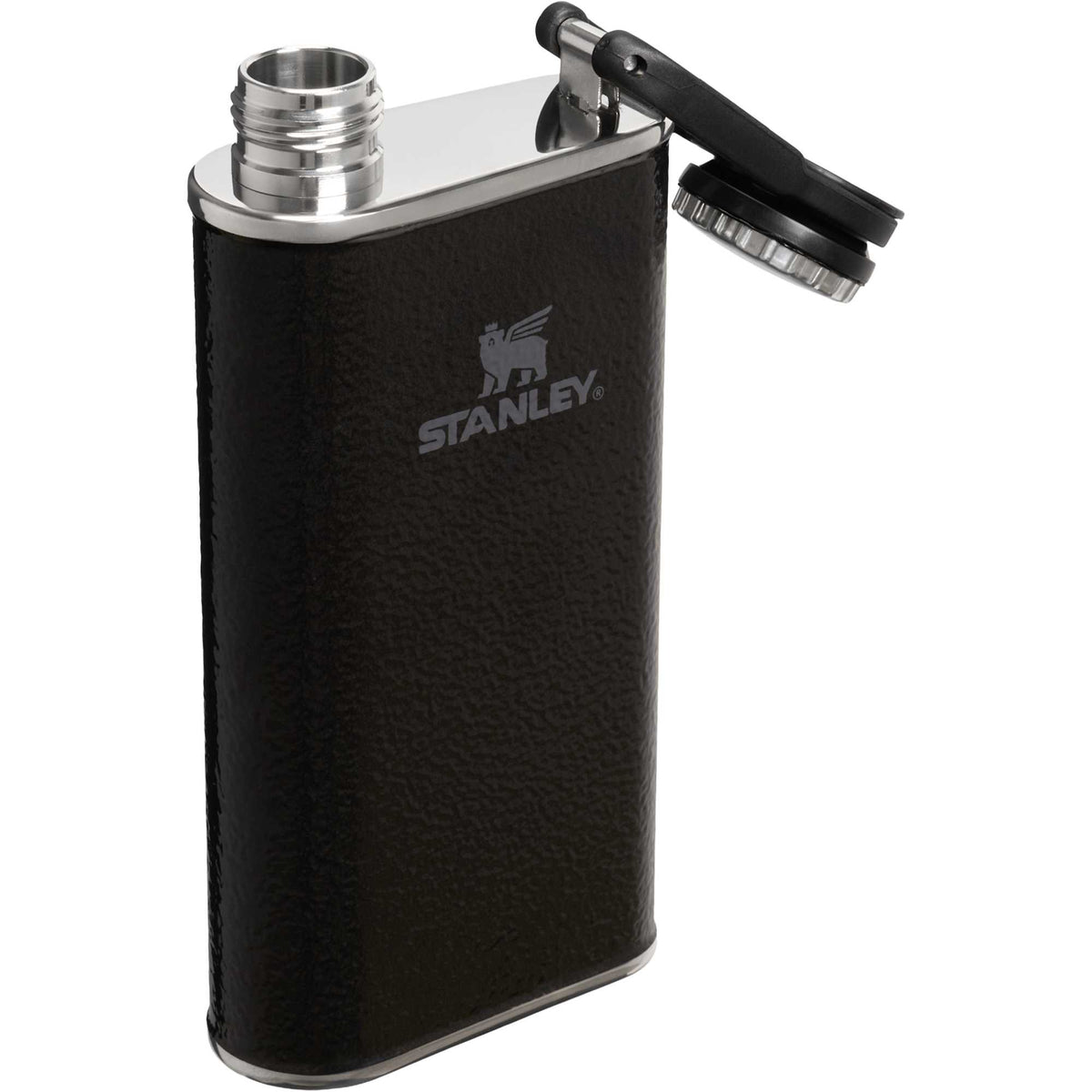 Stanley Easy Fill Hip Flask with Wide Mouth, 8 oz - Hammertone Black - Right Angle