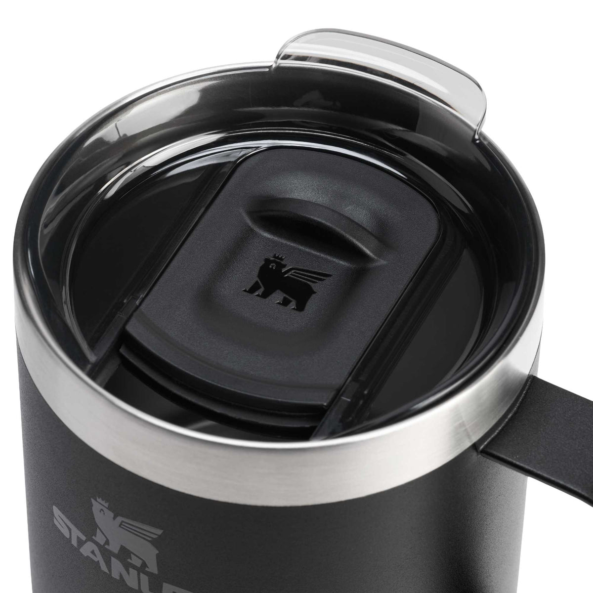 Stanley Everyday Camp Mug, 12 oz Laser Engraving - Black - Right Angle Detail