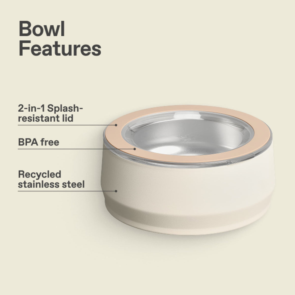 Stanley Insulated Pet Bowl with Lid, 48 oz Laser Engraving - Cream - Photo 3