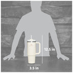 Stanley Quencher H2.0 FlowState Tumbler, 30 oz Laser Engraving - Cream - Front Detail