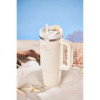 Stanley Quencher H2.0 FlowState Tumbler, 30 oz Laser Engraving - Cream - Left Angle Front 2