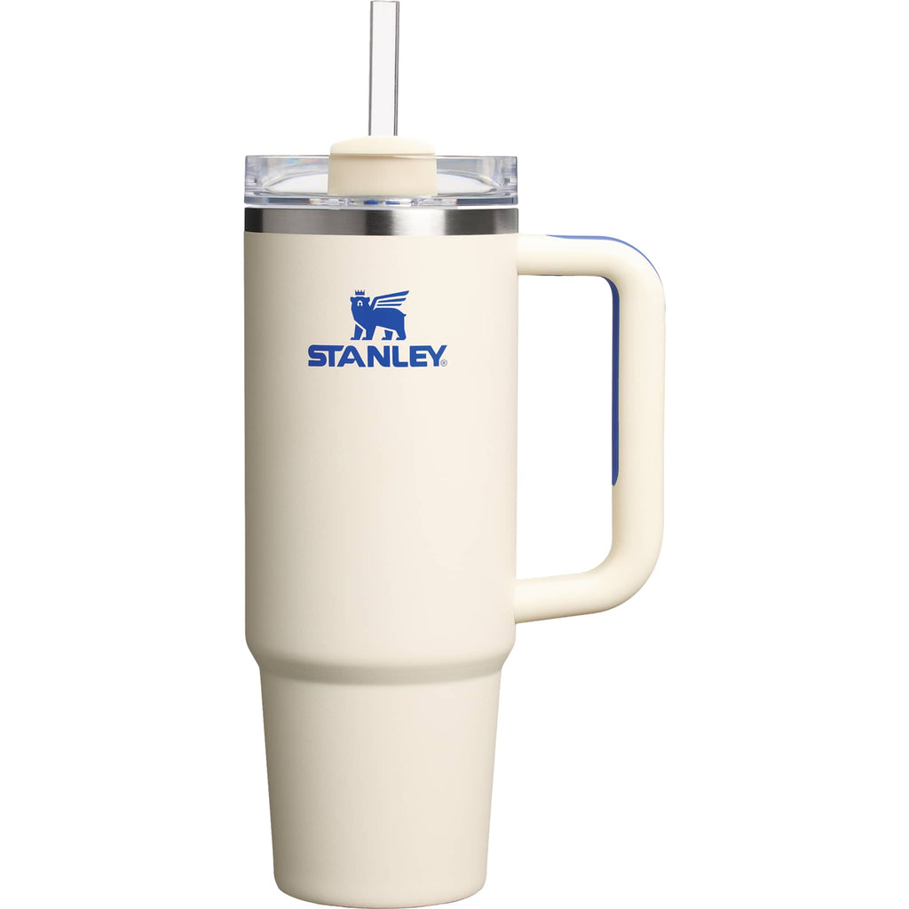 Stanley Quencher H2.0 FlowState Tumbler, 30 oz Laser Engraving - Cream with Royal Accent - Back