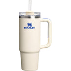 Stanley Quencher H2.0 FlowState Tumbler, 30 oz Laser Engraving - Cream with Royal Accent - Back