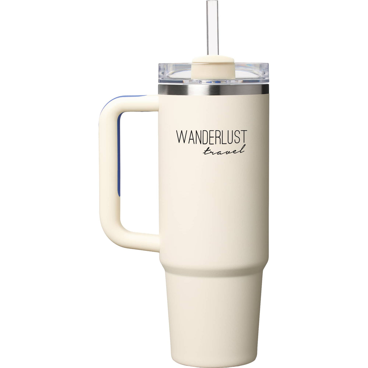 Stanley Quencher H2.0 FlowState Tumbler, 30 oz Laser Engraving - Cream with Royal Accent - Front