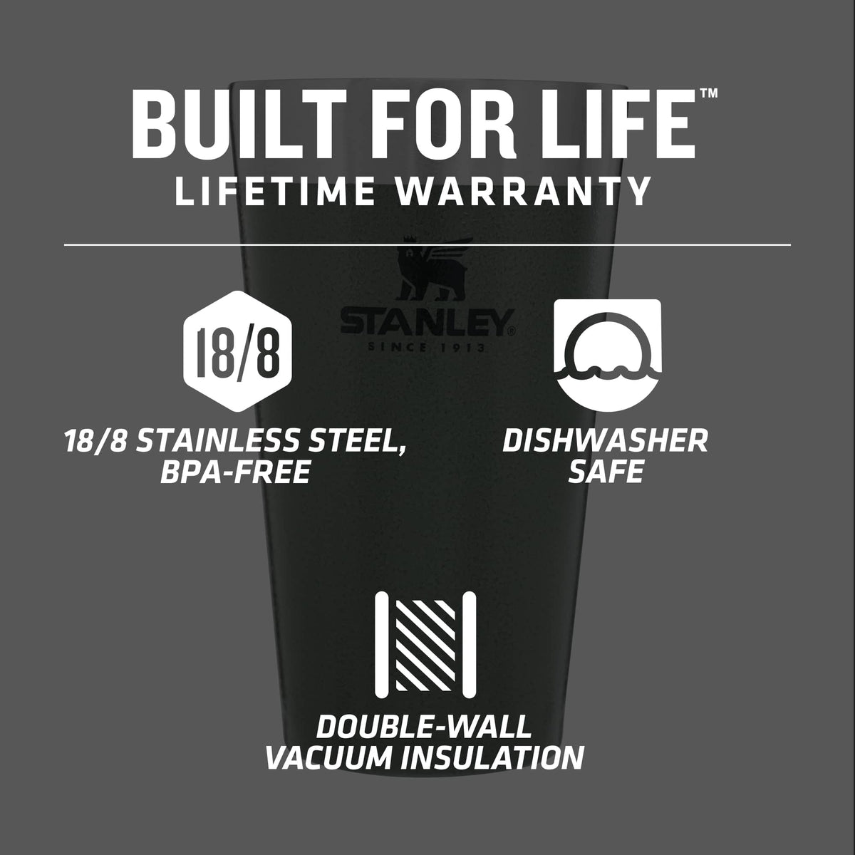 Stanley Stay-Chill Stacking Pint, 16 oz - Green - Detail