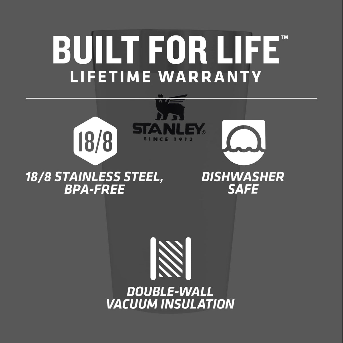 Stanley Stay-Chill Stacking Pint, 16 oz - Polar - Detail Front 2
