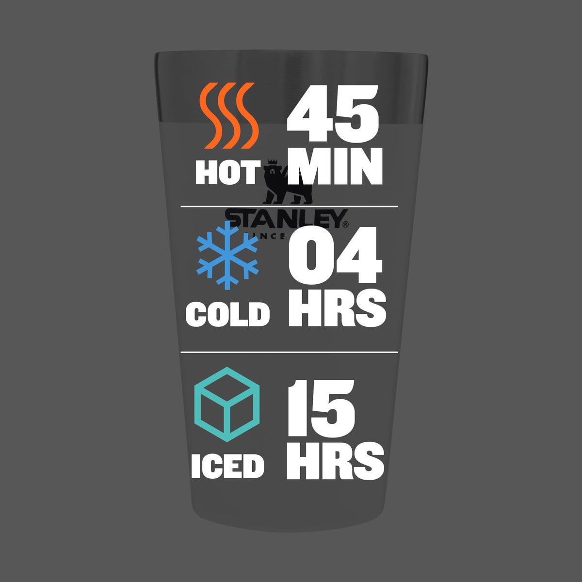 Stanley Stay-Chill Stacking Pint, 16 oz - Polar - Detail Front