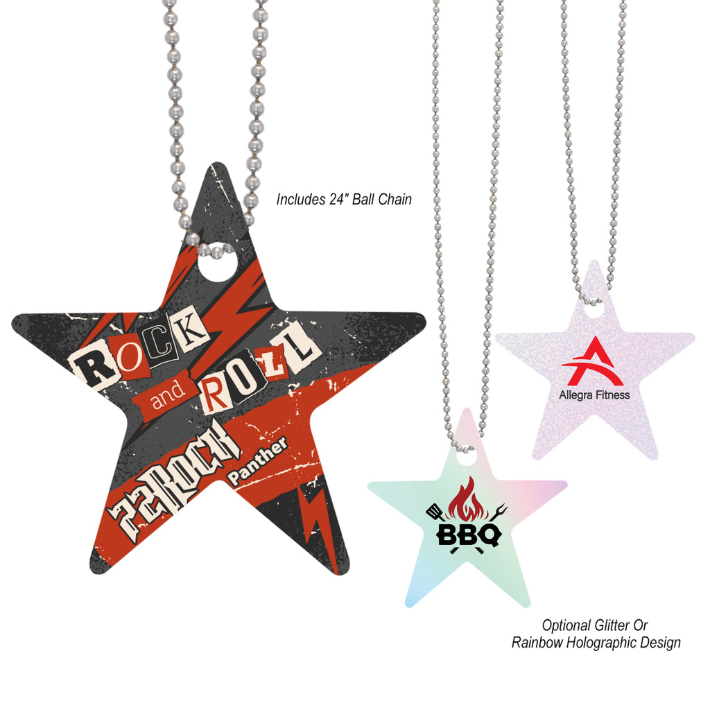 Star Shaped Acrylic Charm on a Chain - White