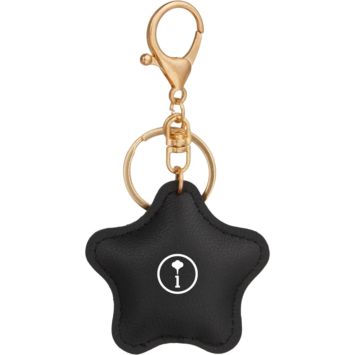 Star Shaped Faux Leather Keychain - Black - Front