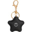 Star Shaped Faux Leather Keychain - Black - Front