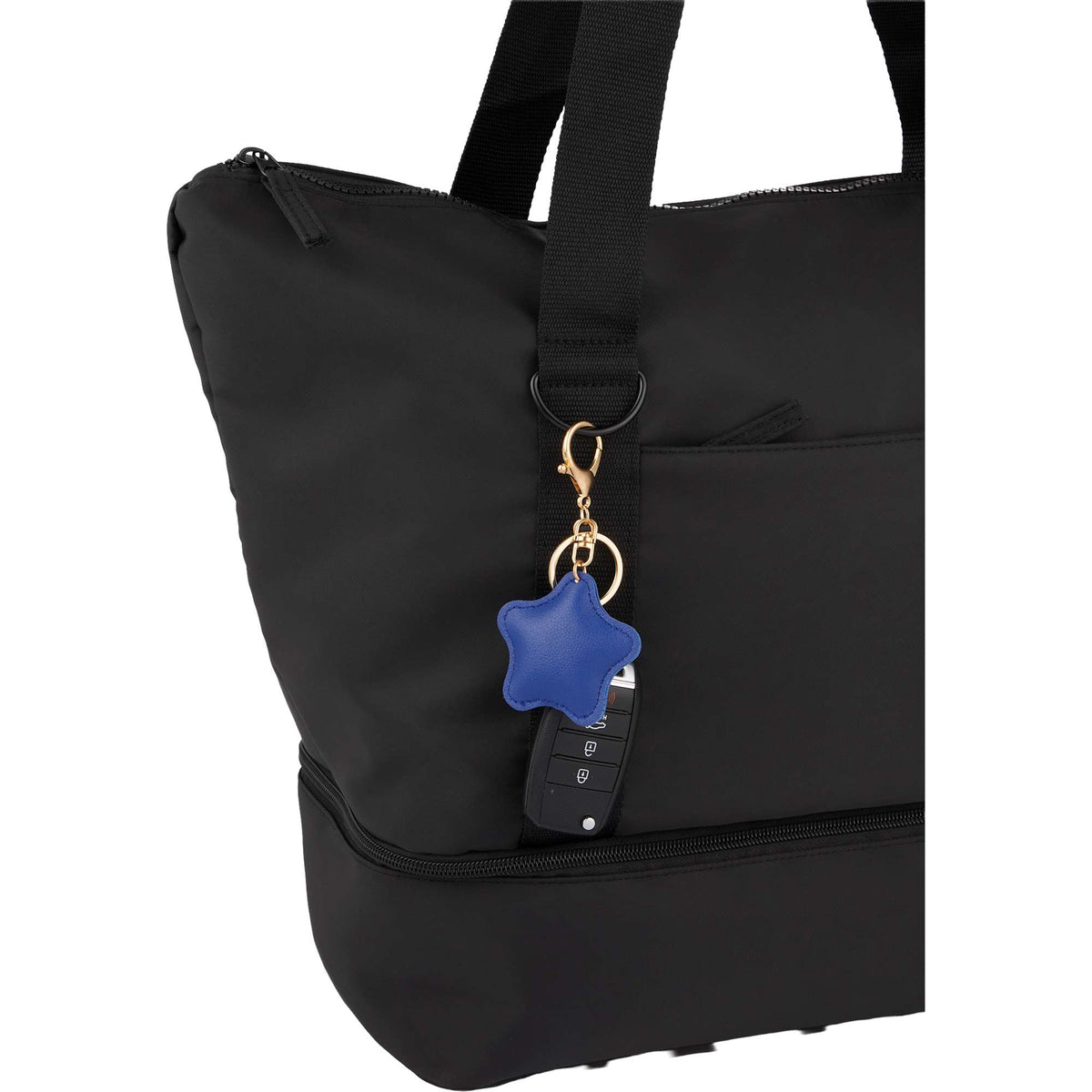 Star Shaped Faux Leather Keychain - Blue - Propped