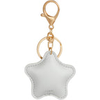 Star Shaped Faux Leather Keychain - Silver - Back