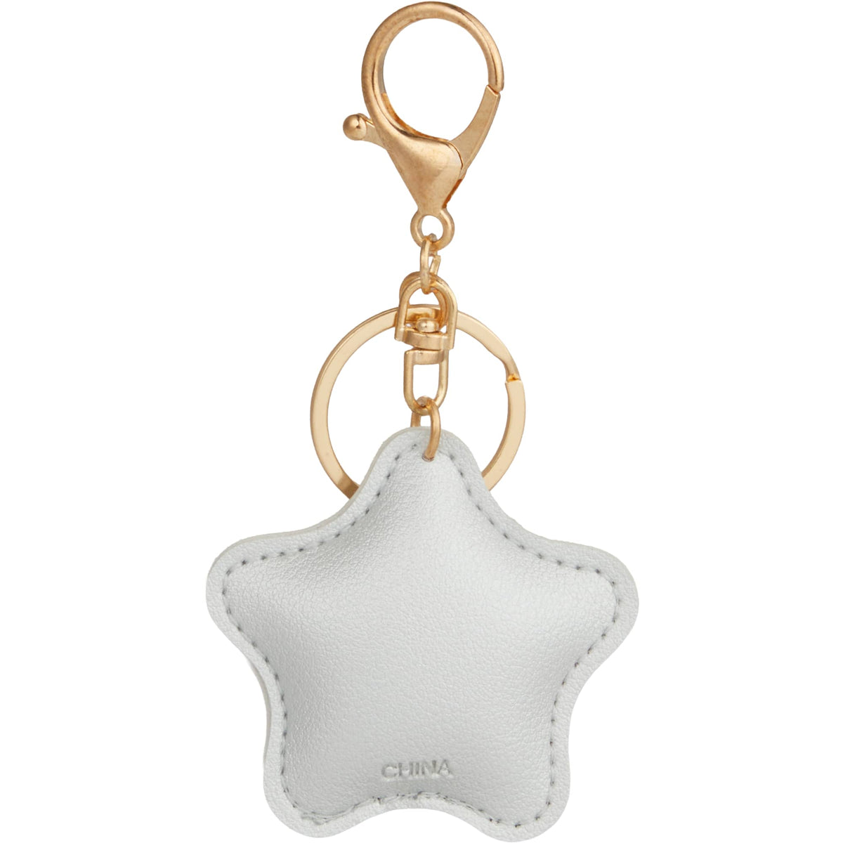 Star Shaped Faux Leather Keychain - Silver - Back