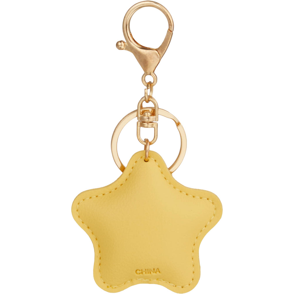 Star Shaped Faux Leather Keychain - Yellow - Back