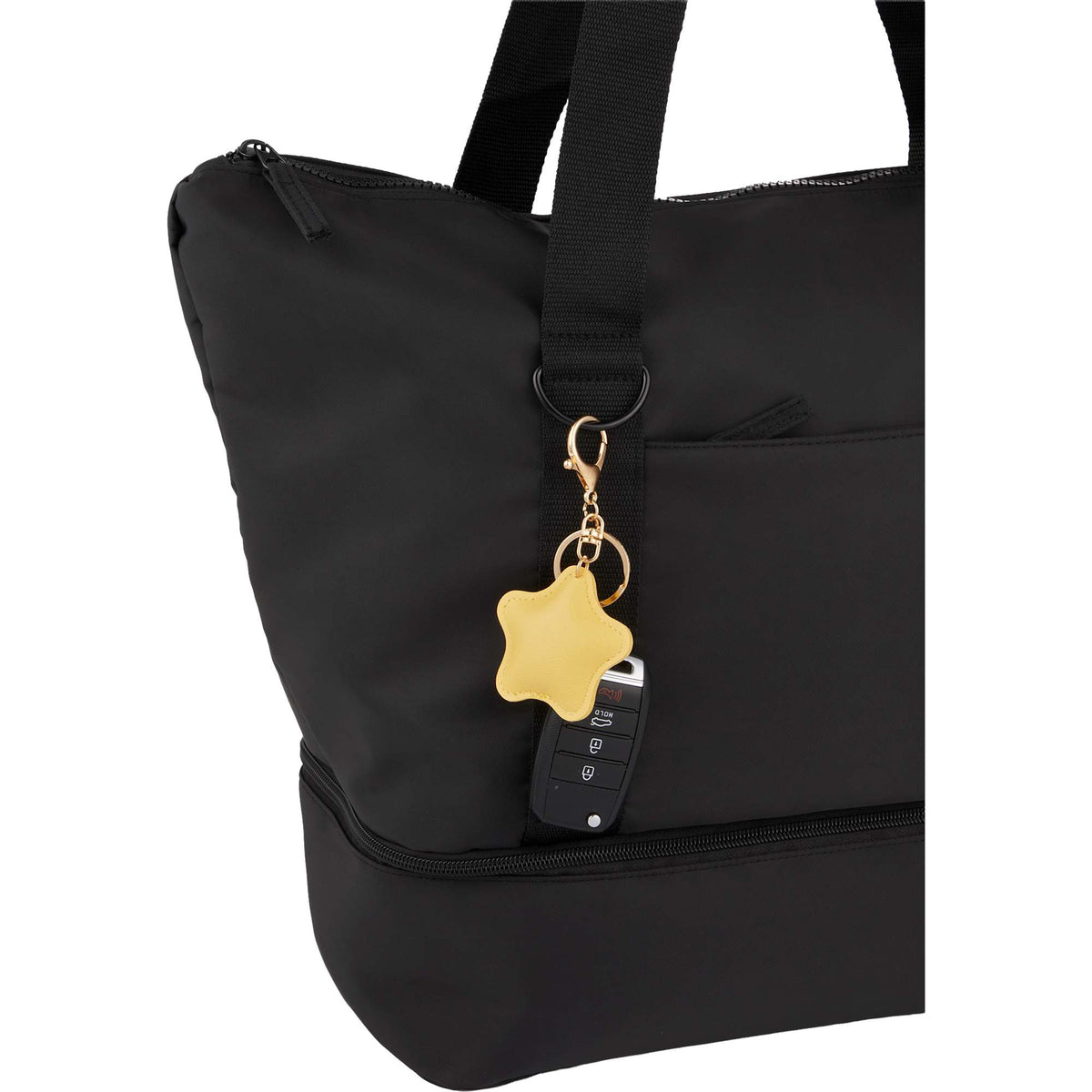 Star Shaped Faux Leather Keychain - Yellow - Propped