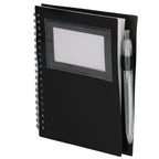 Star Spiral Notebook with Card Pocket and Pen, 5 x 7 Inches - Black - Left Angle 2