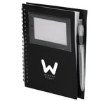 Star Spiral Notebook with Card Pocket and Pen, 5 x 7 Inches - Black - Left Angle