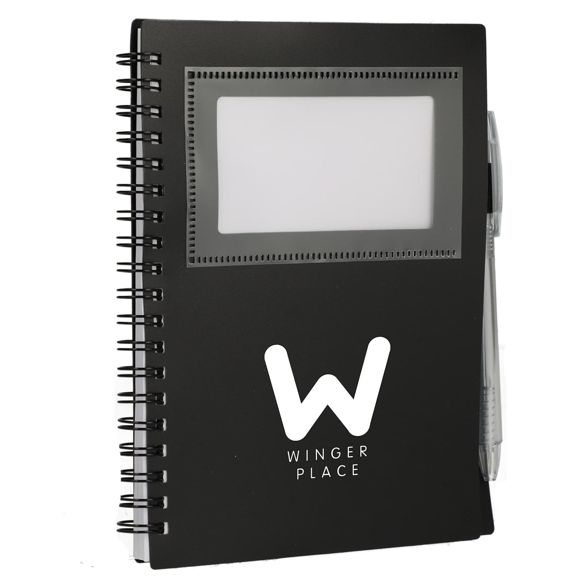Star Spiral Notebook with Card Pocket and Pen, 5 x 7 Inches - Black - Right Angle 2