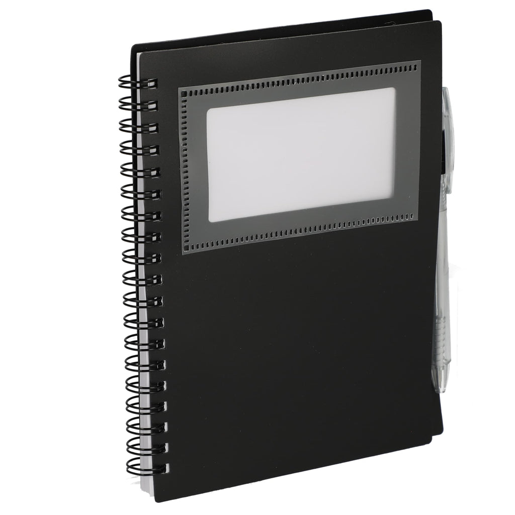 Star Spiral Notebook with Card Pocket and Pen, 5 x 7 Inches - Black - Right Angle 3