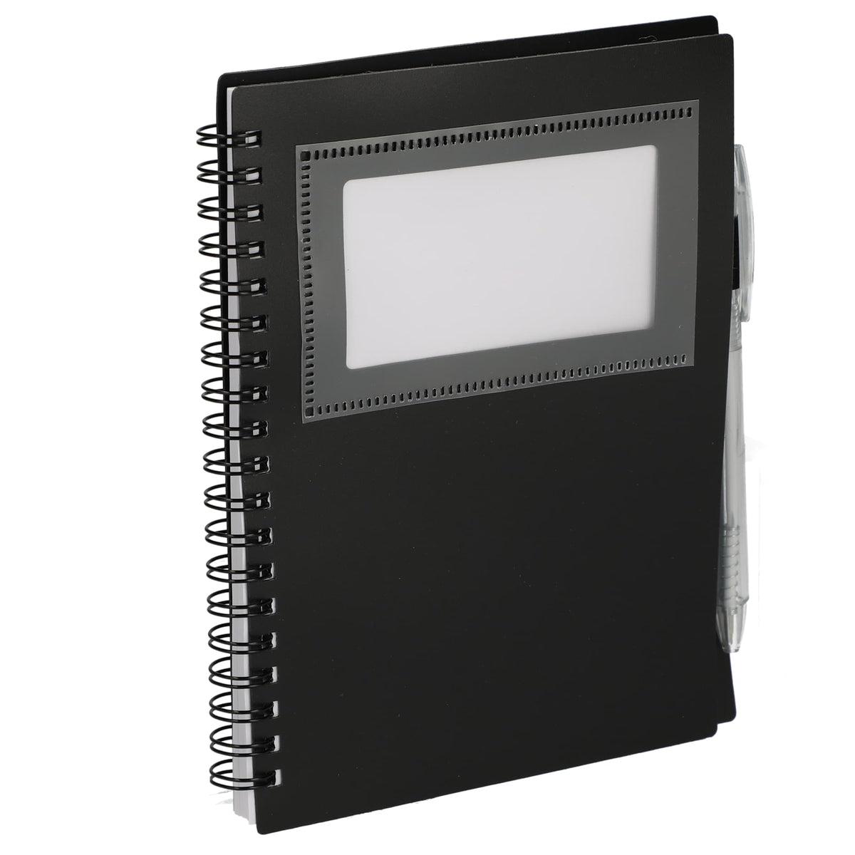 Star Spiral Notebook with Card Pocket and Pen, 5 x 7 Inches - Black - Right Angle 3