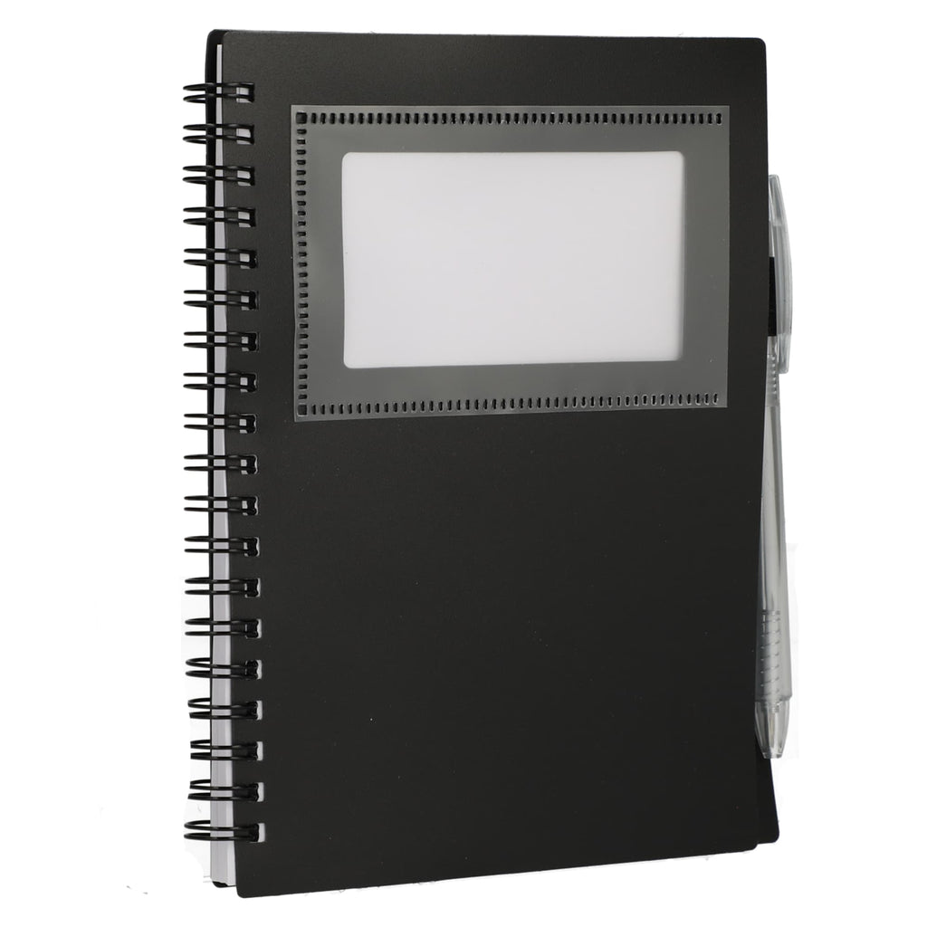 Star Spiral Notebook with Card Pocket and Pen, 5 x 7 Inches - Black - Right Angle 4