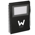 Star Spiral Notebook with Card Pocket and Pen, 5 x 7 Inches - Black - Right Angle
