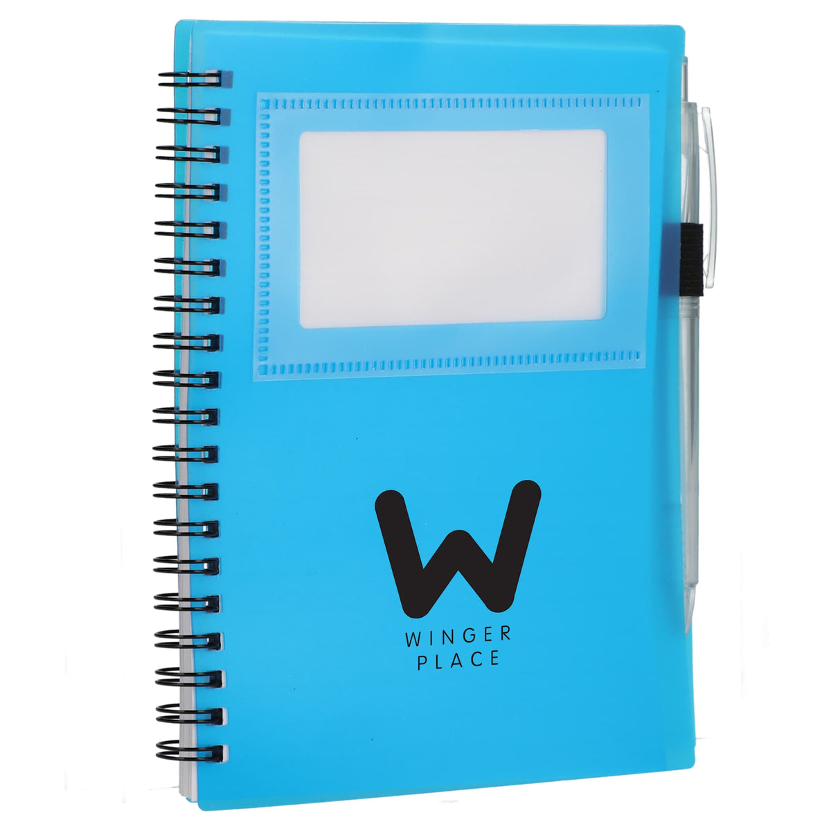 Star Spiral Notebook with Card Pocket and Pen, 5 x 7 Inches - Translucent Blue - Right Angle 2