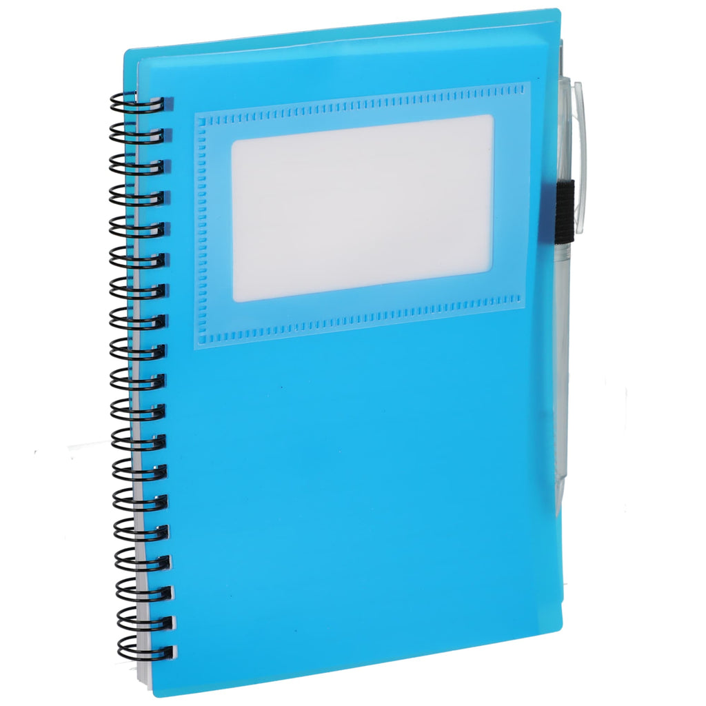 Star Spiral Notebook with Card Pocket and Pen, 5 x 7 Inches - Translucent Blue - Right Angle 3