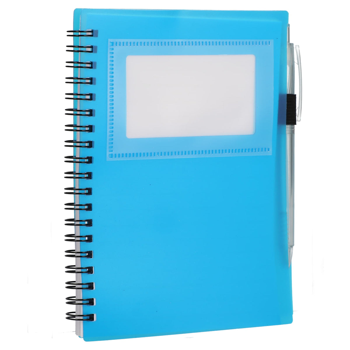 Star Spiral Notebook with Card Pocket and Pen, 5 x 7 Inches - Translucent Blue - Right Angle 4