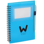 Star Spiral Notebook with Card Pocket and Pen, 5 x 7 Inches - Translucent Blue - Right Angle