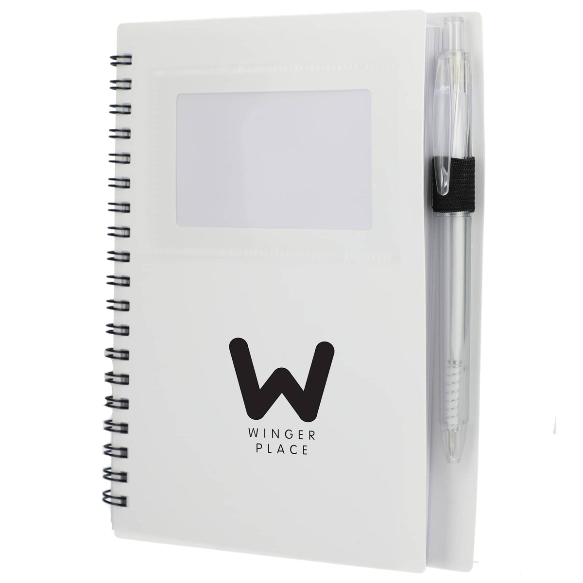 Star Spiral Notebook with Card Pocket and Pen, 5 x 7 Inches - White - Left Angle 2