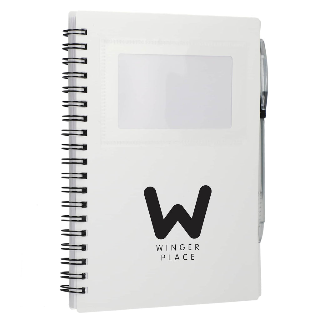 Star Spiral Notebook with Card Pocket and Pen, 5 x 7 Inches - White - Right Angle 2