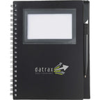 Star Spiral Notebook with ID Window and Pen, 5.5 x 7 Inches - Black - Front