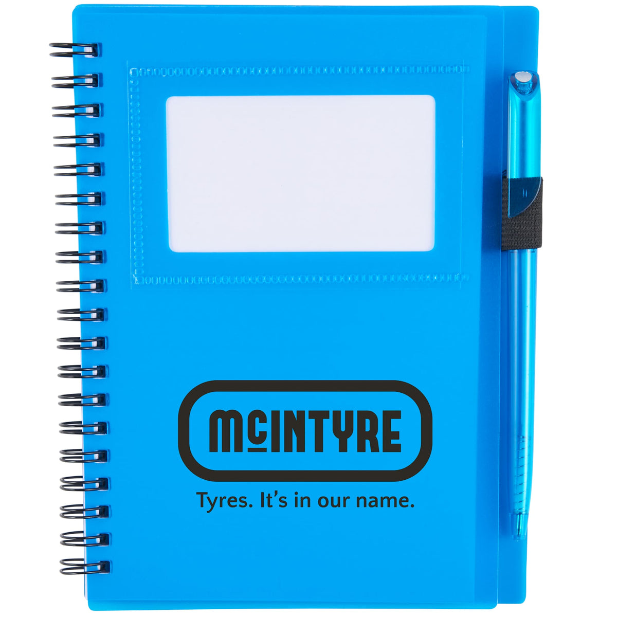 Star Spiral Notebook with ID Window and Pen, 5.5 x 7 Inches - Transparent Blue - Front