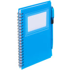 Star Spiral Notebook with ID Window and Pen, 5.5 x 7 Inches - Transparent Blue - Right Angle