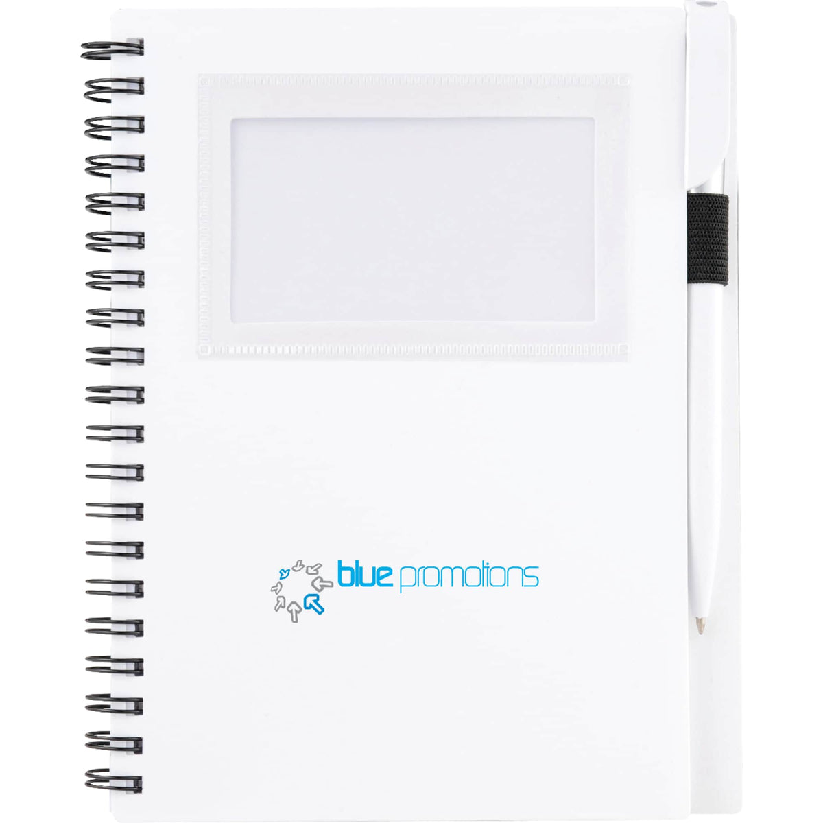 Star Spiral Notebook with ID Window and Pen, 5.5 x 7 Inches - White - Front