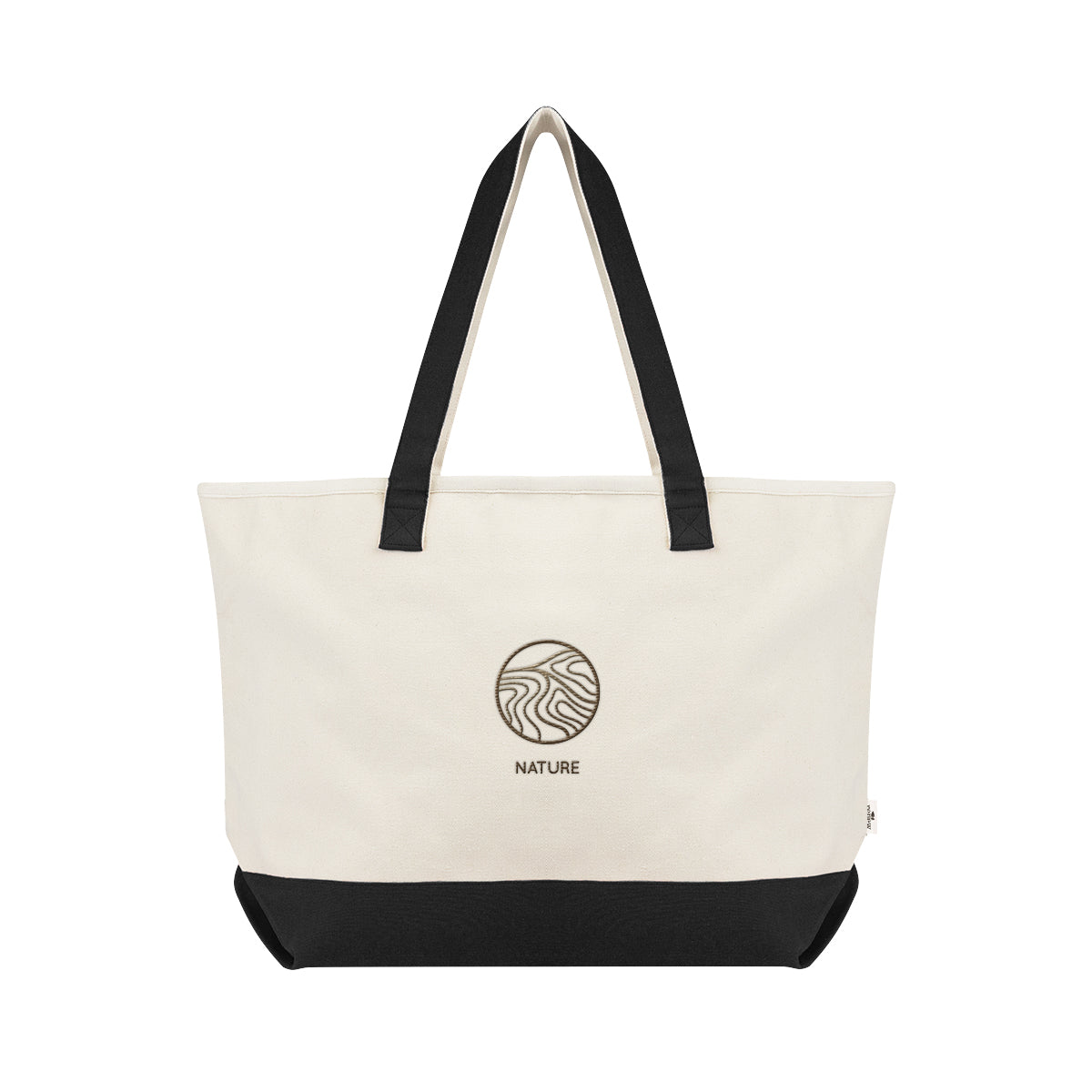 Starboard Tote Bag in Recycled Cotton Canvas, Large - Black - Embroidery