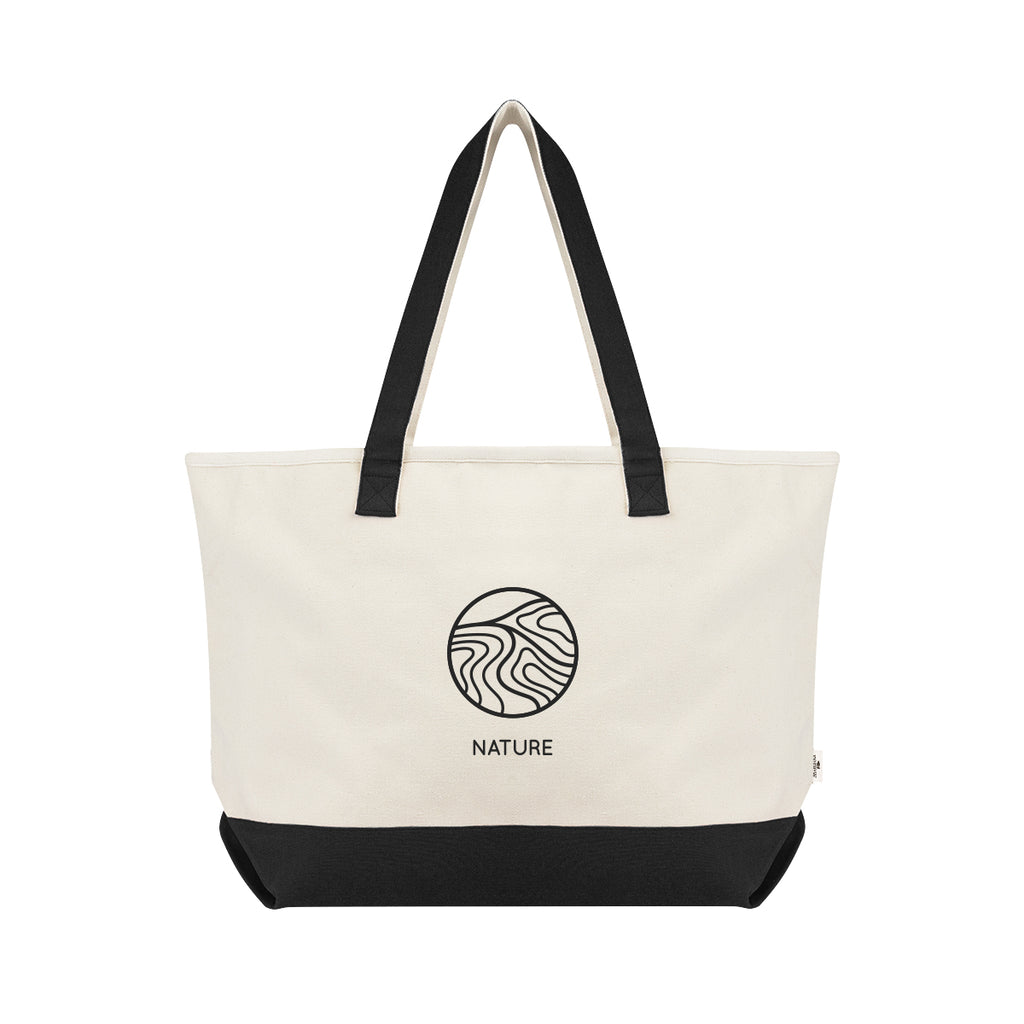 Starboard Tote Bag in Recycled Cotton Canvas, Large - Black - Silk Screen