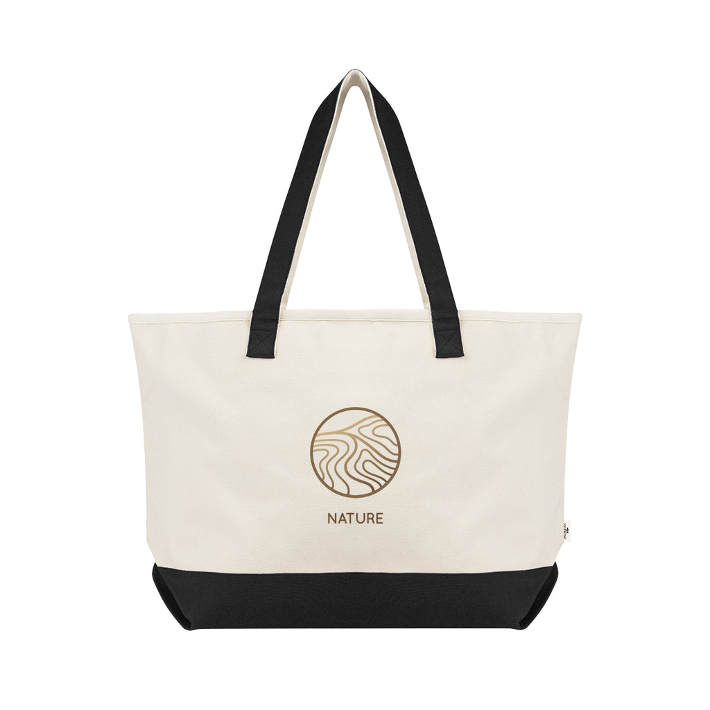Starboard Tote Bag in Recycled Cotton Canvas, Large Embroidery - Black - Colorbrite