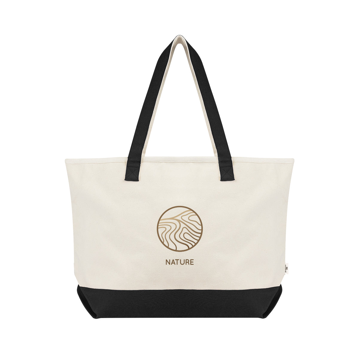 Starboard Tote Bag in Recycled Cotton Canvas, Large Embroidery - Black - Colorbrite