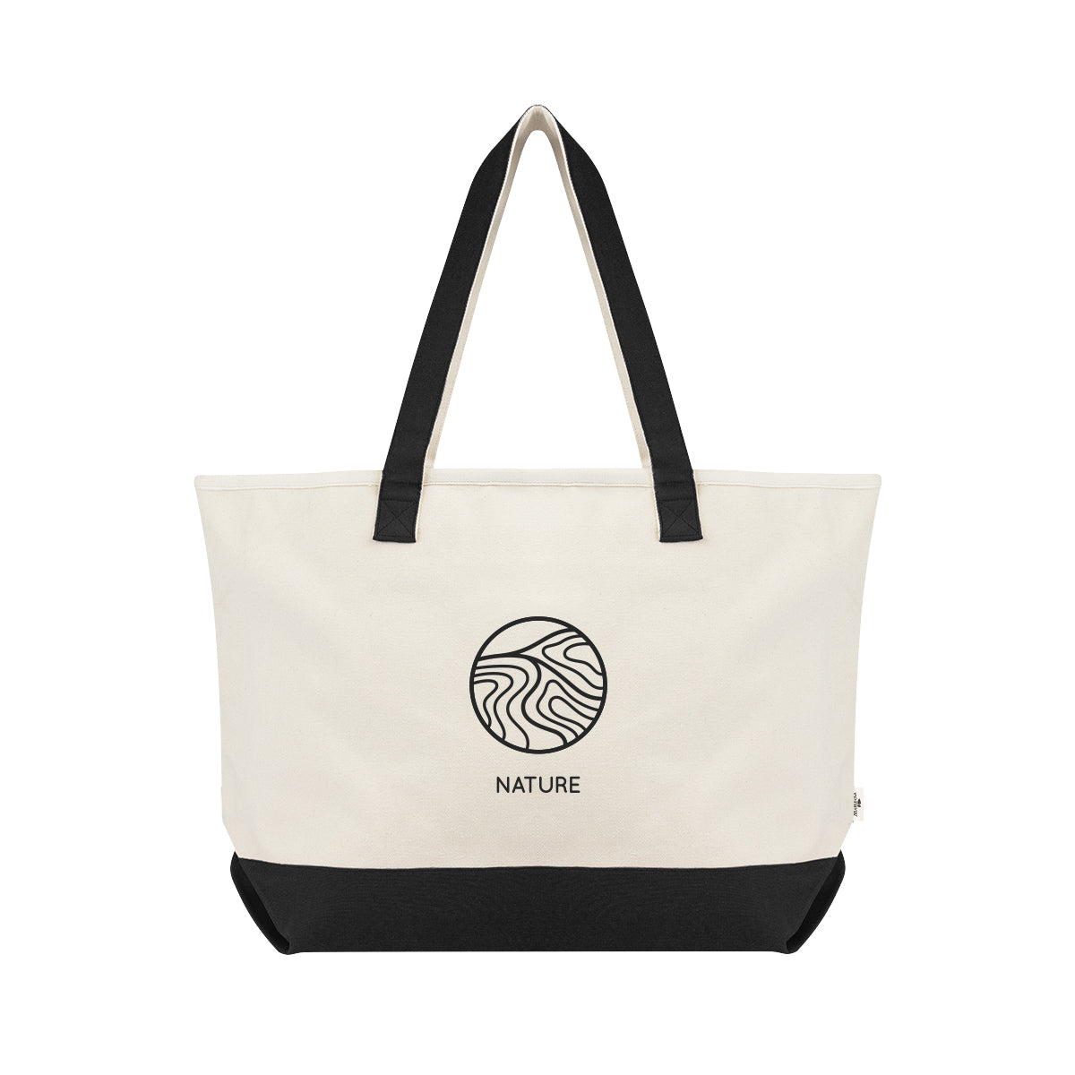 Starboard Tote Bag in Recycled Cotton Canvas, Large Embroidery - Black - Silk Screen