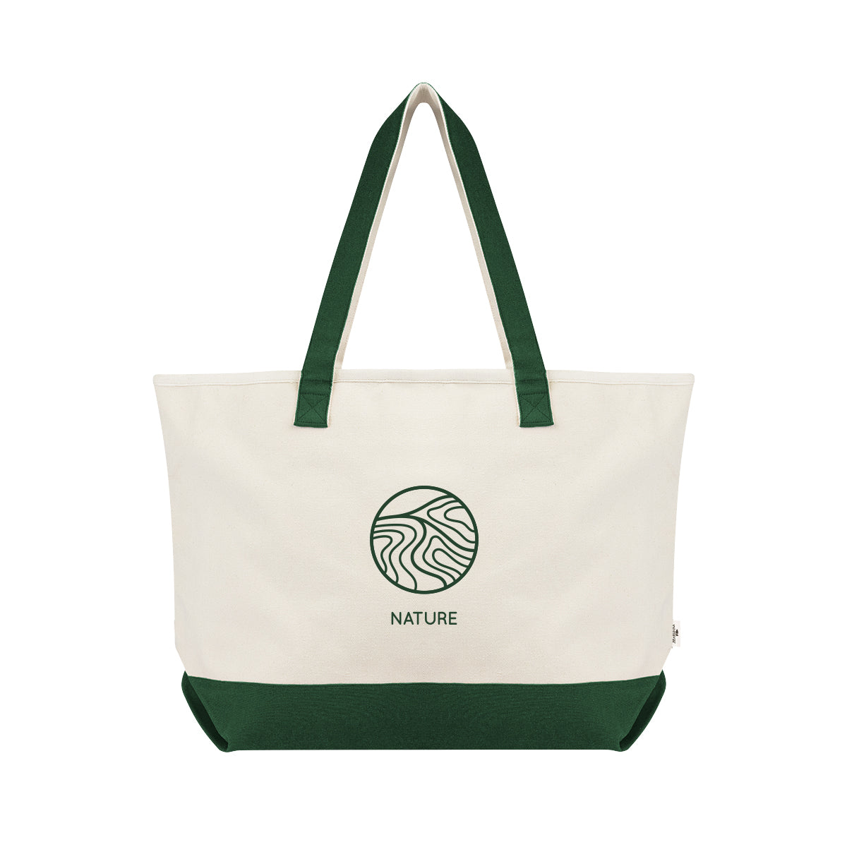 Starboard Tote Bag in Recycled Cotton Canvas, Large Embroidery - Forest Green - Silk Screen