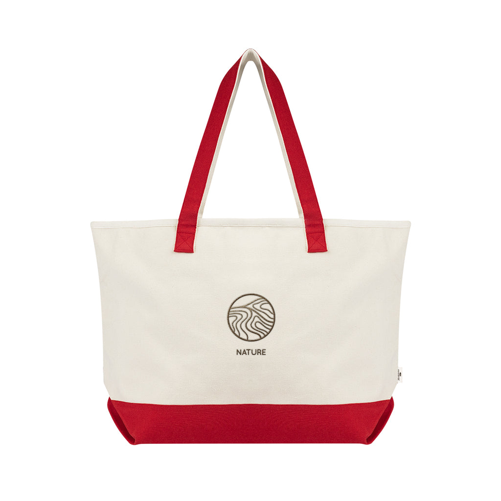 Starboard Tote Bag in Recycled Cotton Canvas, Large Embroidery - Red - Embroidery