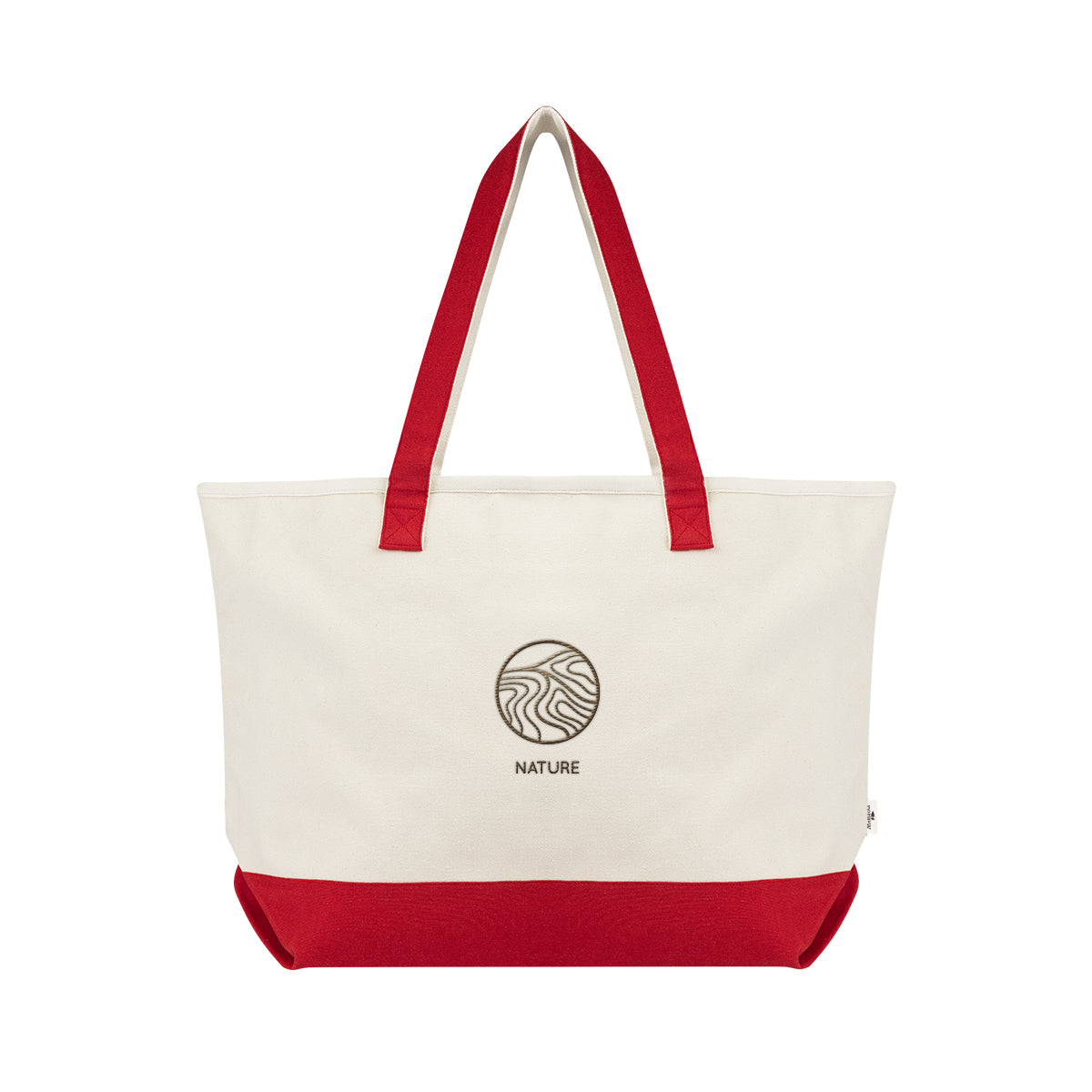 Starboard Tote Bag in Recycled Cotton Canvas, Large Embroidery - Red - Embroidery
