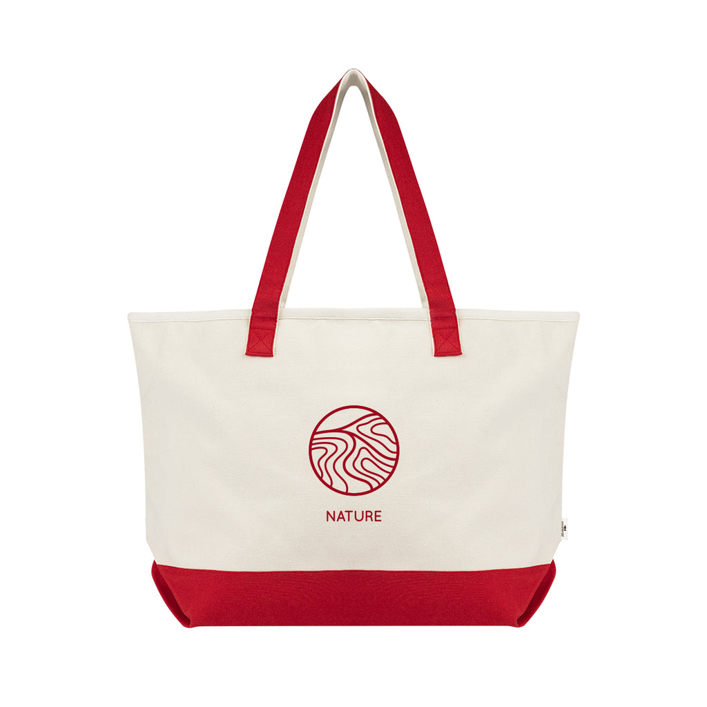 Starboard Tote Bag in Recycled Cotton Canvas, Large Embroidery - Red - Silk Screen