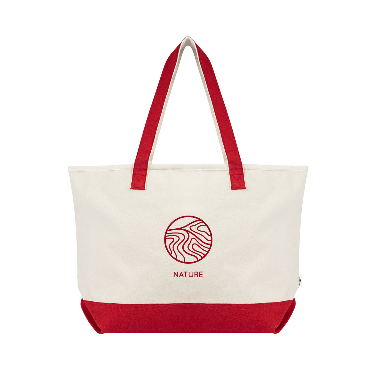 Starboard Tote Bag in Recycled Cotton Canvas, Large Embroidery - Red - Silk Screen